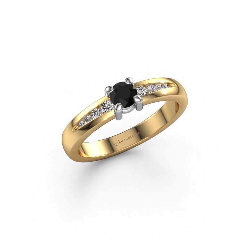 Bague de fiançailles Zohra 585 or jaune diamant noir 0.433 crt