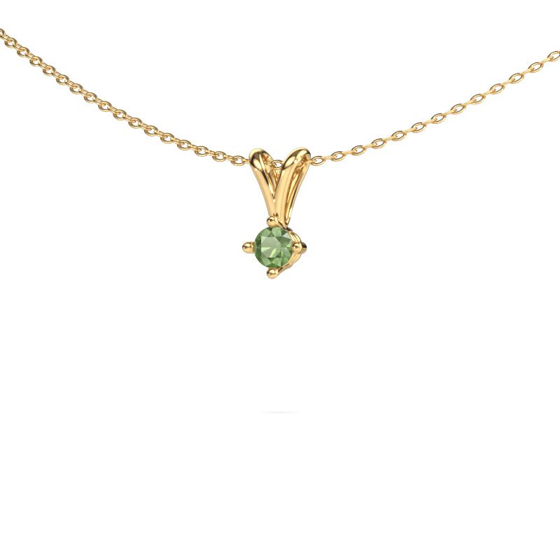 Pendentif Jannette 585 or jaune vert tourmaline 4 mm