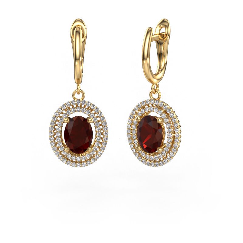 Drop earrings Karren 585 gold garnet 8x6 mm