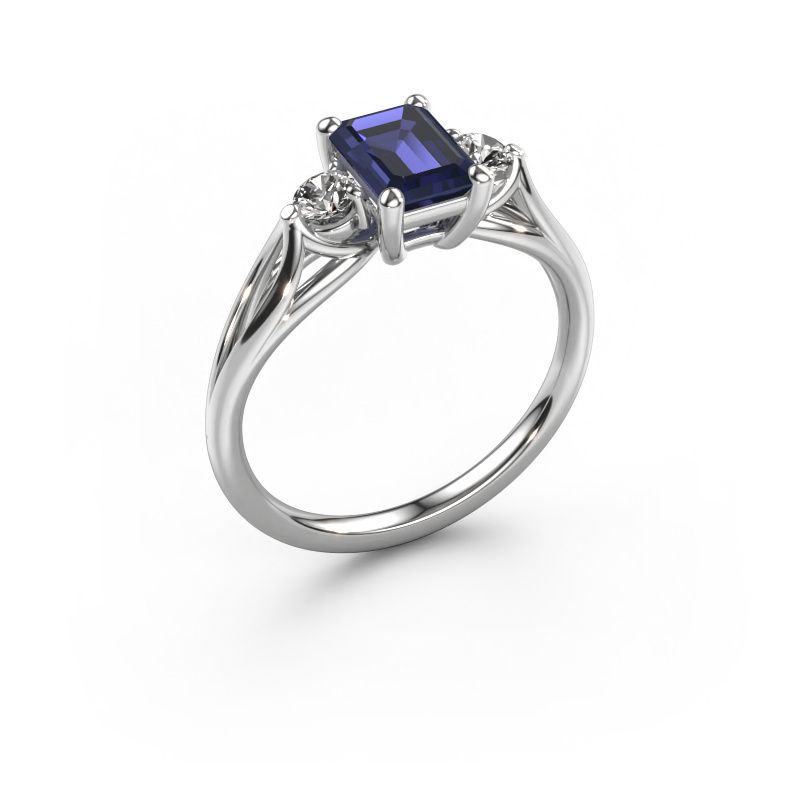 Engagement ring Amie EME 950 platinum sapphire 7x5 mm