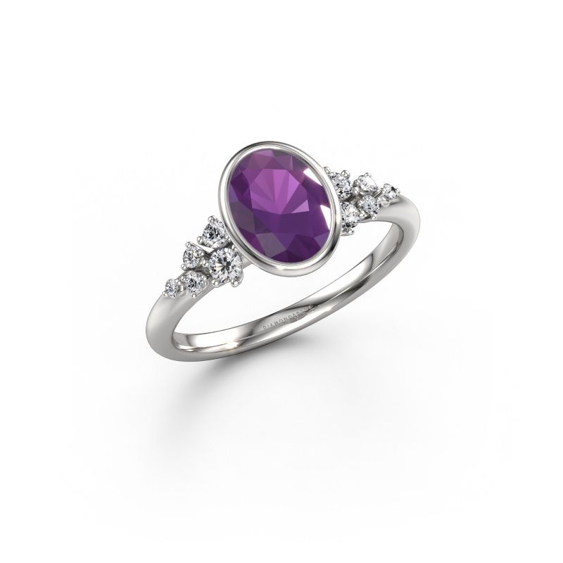 Verlobungsring Aliyah OVL 950 Platin Amethyst 8x6 mm