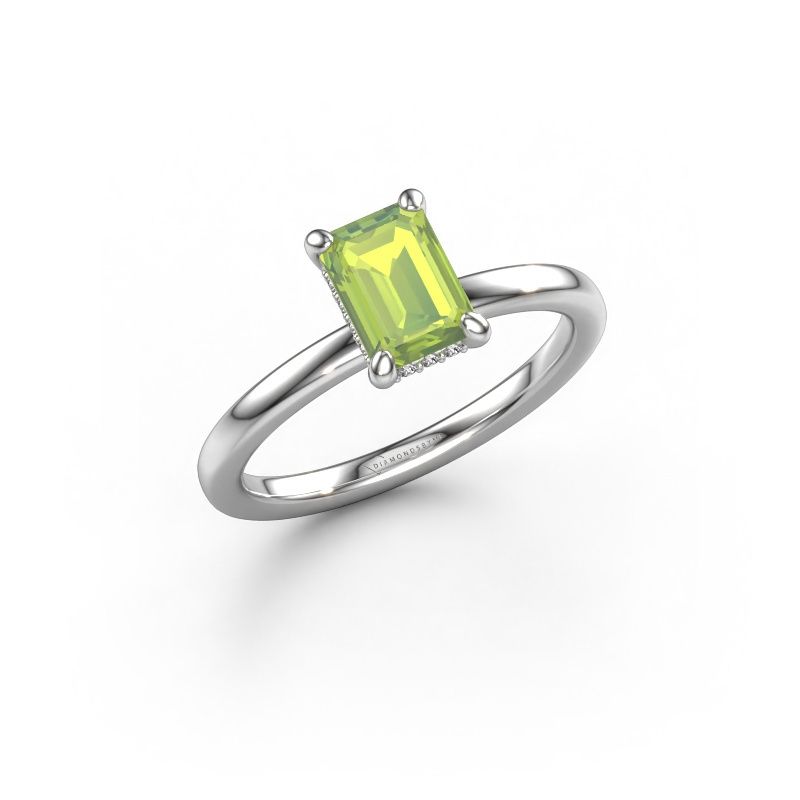 Bague de fiançailles Simone EME 2 950 platine péridot 7x5 mm