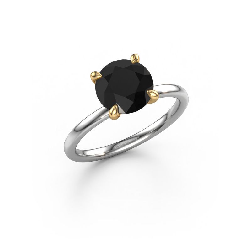 Engagement ring Crystal RND 1 585 white gold black diamond 1.70 crt