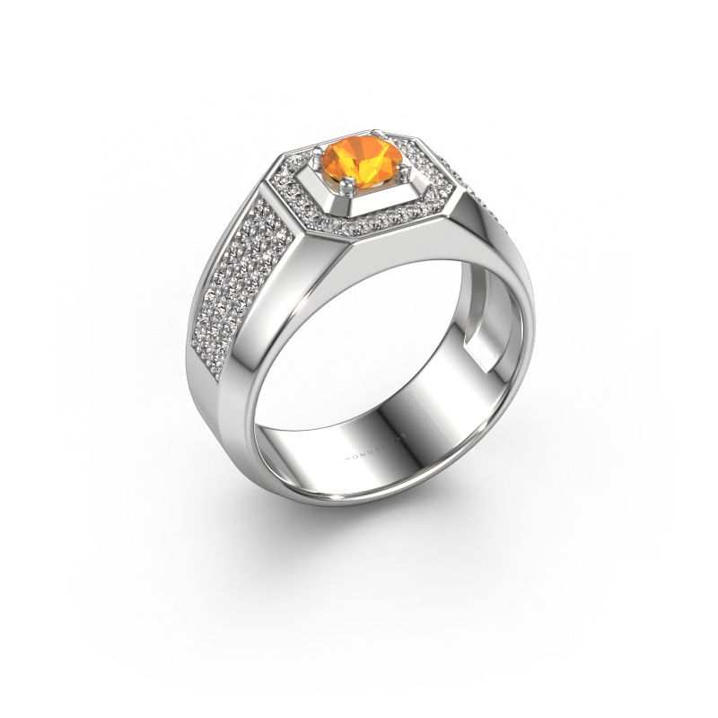 Men's ring Pavan 585 white gold citrin 5 mm