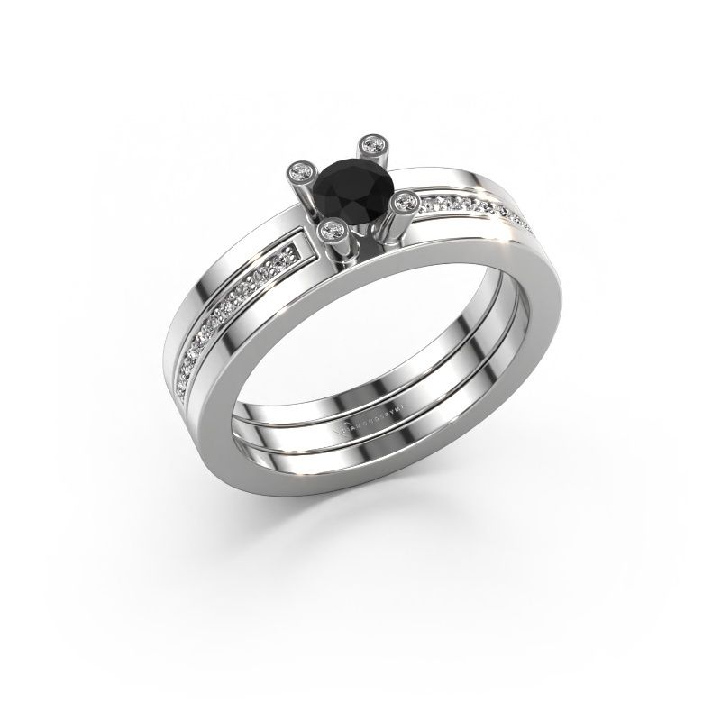 Verlobungsring Alisha 585 Weißgold Schwarz Diamant 0.41 crt