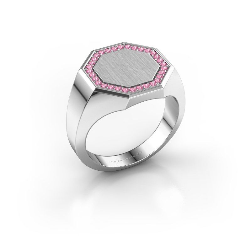 Image of Men's ring floris octa 3<br/>950 platinum<br/>Pink sapphire 1.2 mm