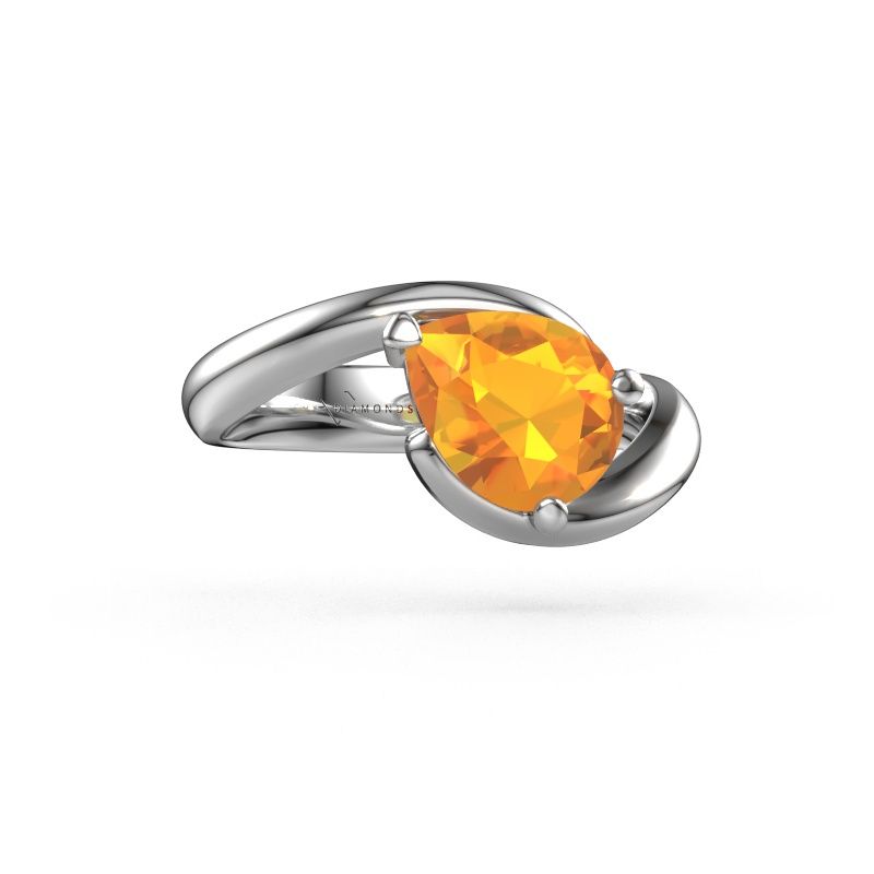 Verlobungsring Aida PER 585 Weißgold Citrin 9x7 mm