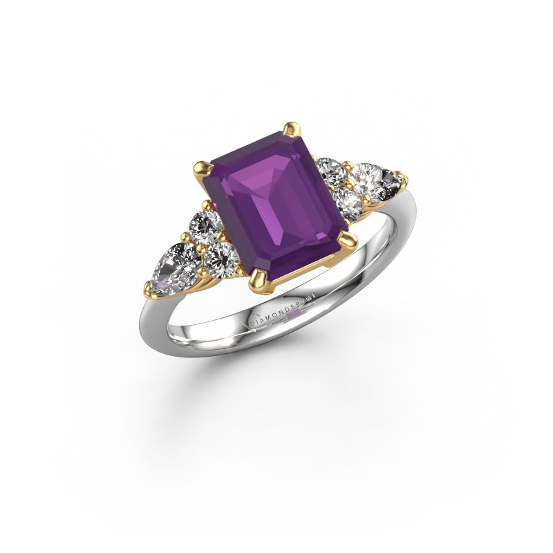Bague de fiançailles Melani EME 585 or blanc améthyste 9x7 mm
