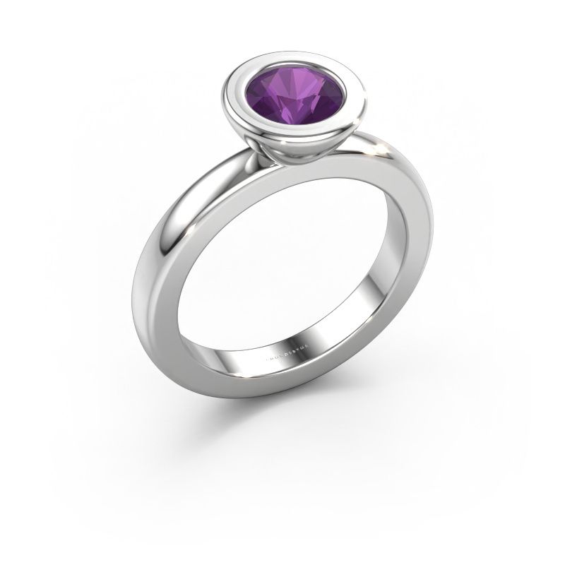 Steckring Eloise Round 585 Weißgold Amethyst 6 mm