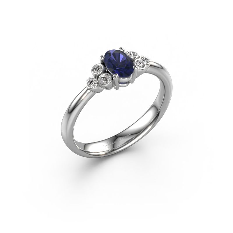 Verlovingsring Lucy 1 585 witgoud saffier 6x4 mm