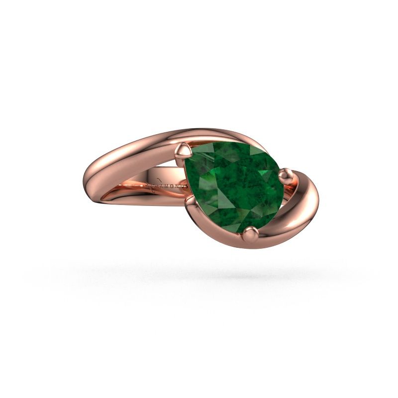 Verlovingsring Aida PER 585 rosé goud smaragd 9x7 mm
