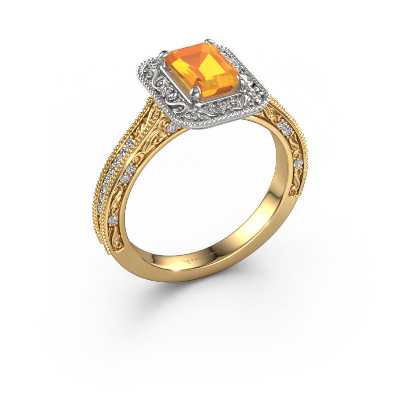 Bague de fiançailles Alice EME 585 or jaune citrine 7x5 mm