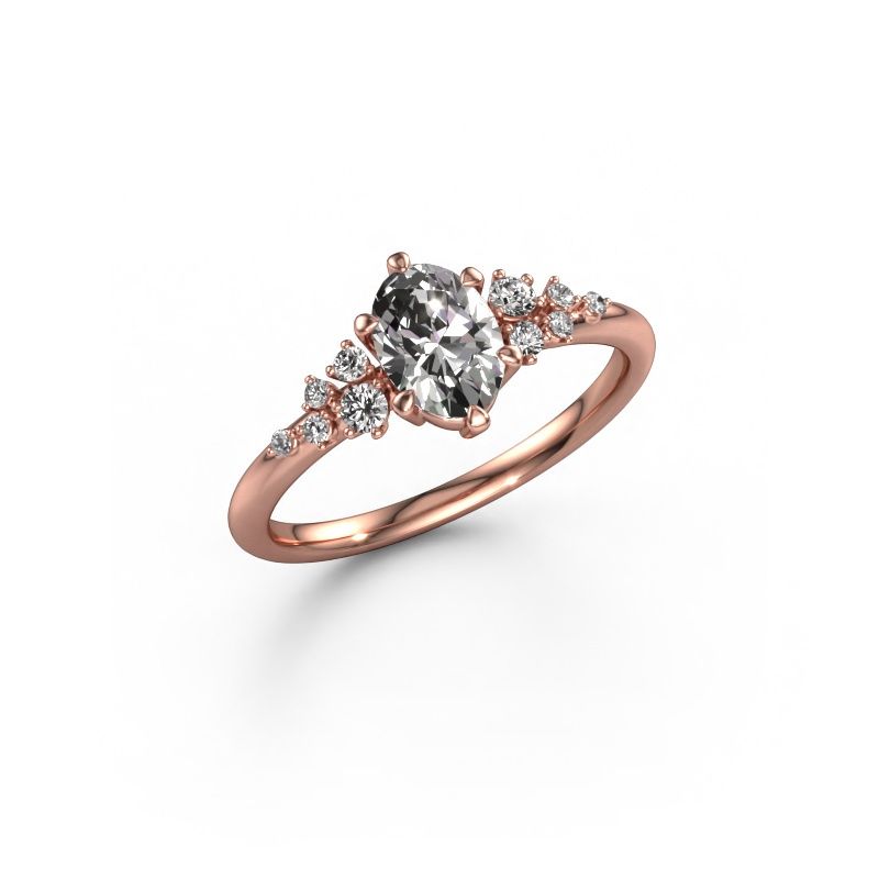 Ring Royce OVL 585 rosé goud zirkonia 7x5 mm