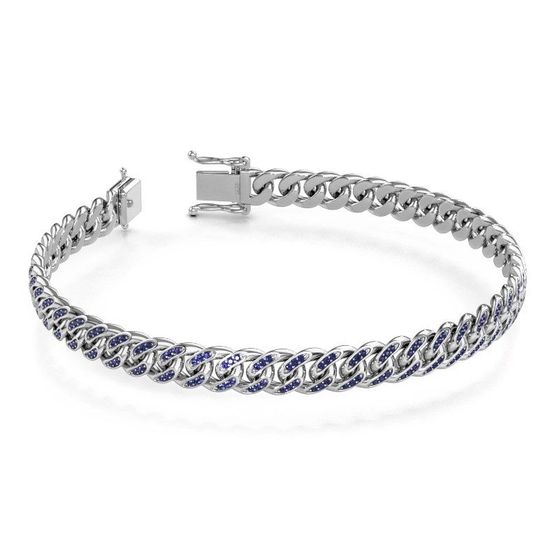 Image of Cuban bracelet ±0.31 in white gold sapphire