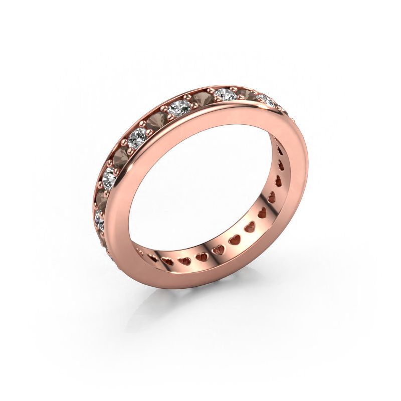 Stackable ring Nienke 585 rose gold smokey quartz 2.2 mm