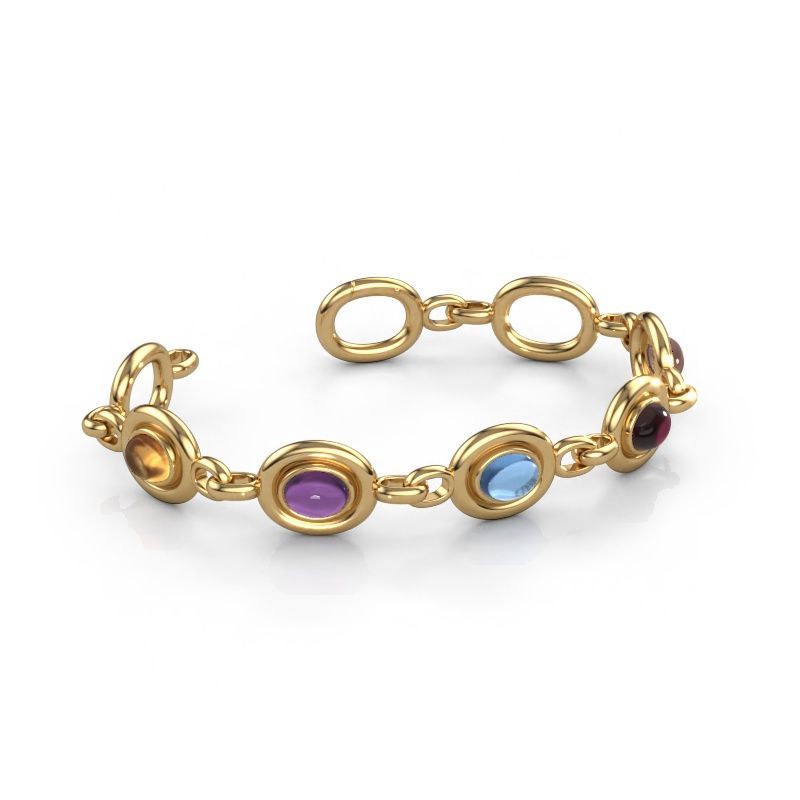 Schakelarmband Maxima 5 585 goud citrien 8x6 mm