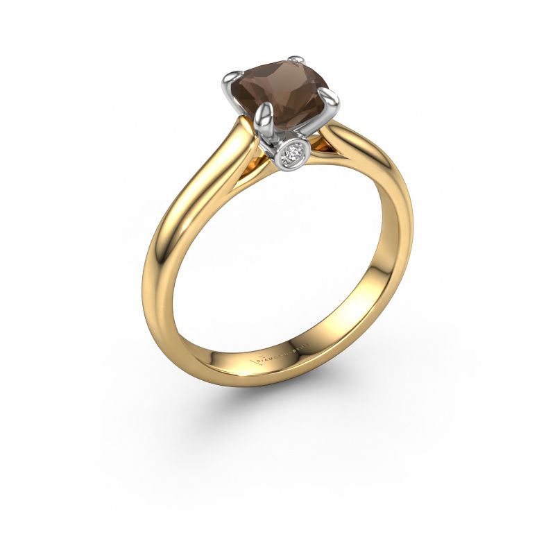 Bague de fiançailles Valorie cus 1 585 or jaune quartz fumé 6 mm