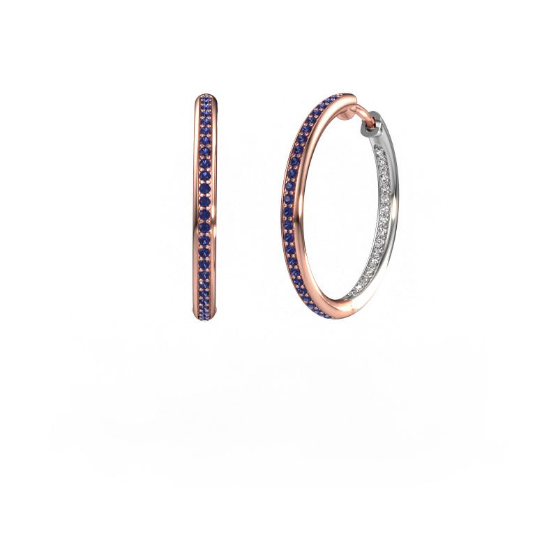 Hoop earrings Sina 20mm 585 rose gold sapphire 1.1 mm