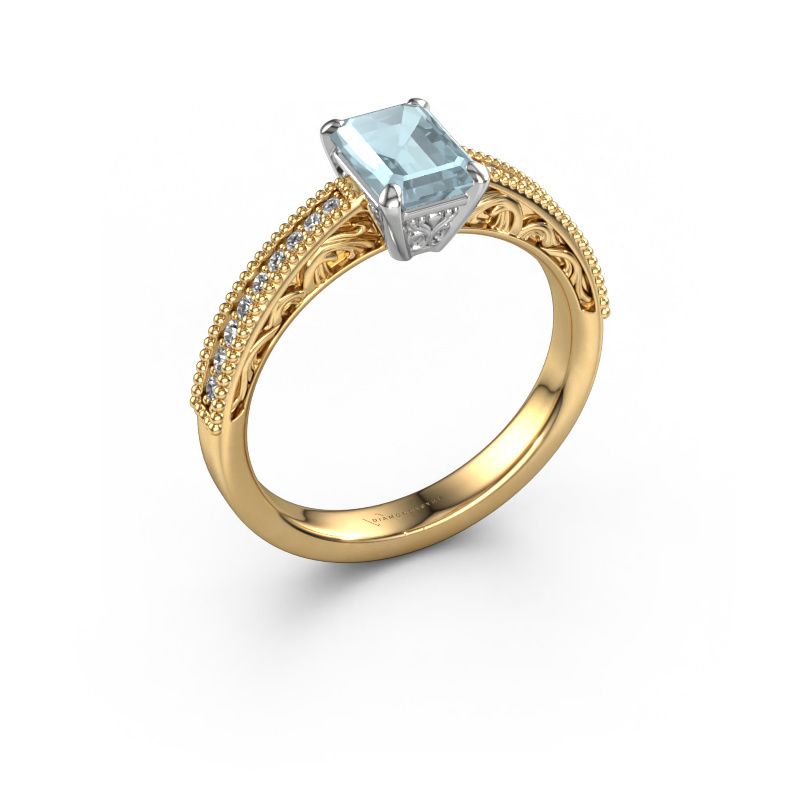 Engagement ring Shonta EME 585 gold aquamarine 7x5 mm