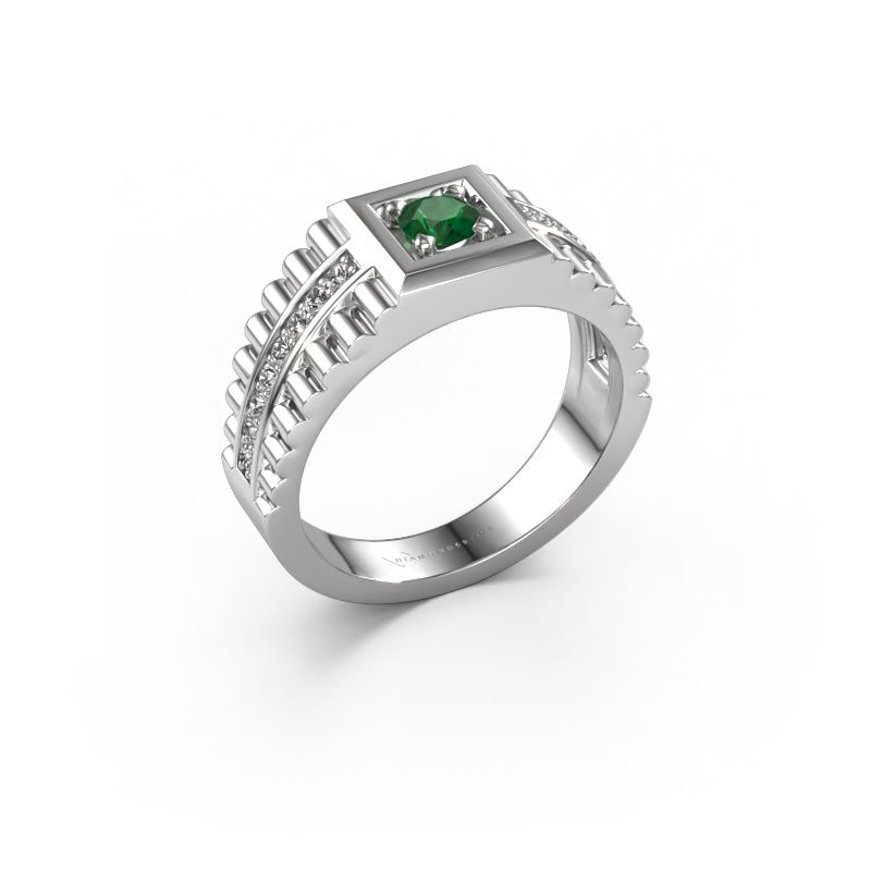 Men's ring Maikel 585 white gold emerald 4.2 mm