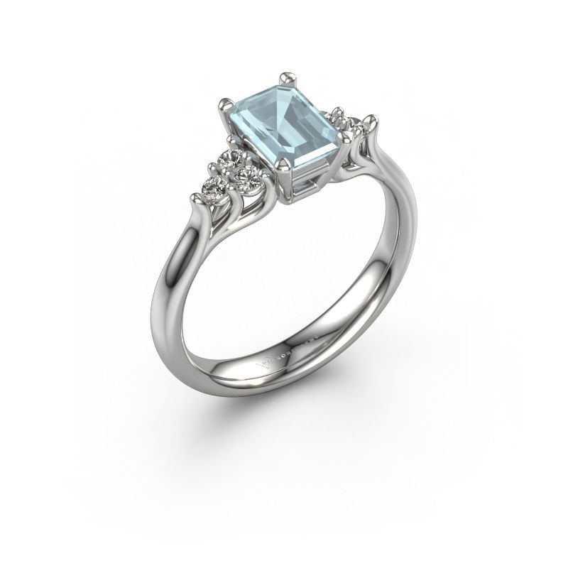 Engagement ring Monika EME 585 white gold aquamarine 7x5 mm