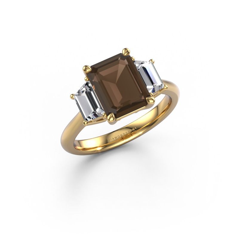 Engagement ring Maggie EME 585 gold smokey quartz 9x7 mm