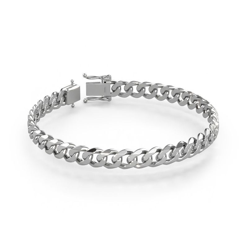 Cuban cuban link bracelet ±0.31 in (8 mm) 585 white gold