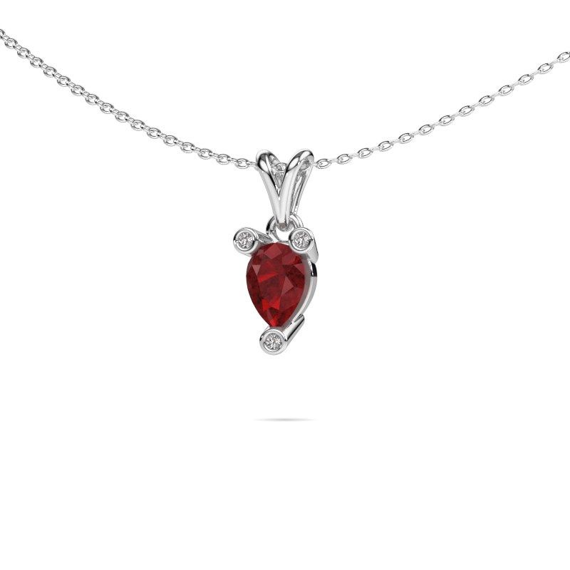 Image of Necklace Cornelia Pear 585 white gold ruby 7x5 mm