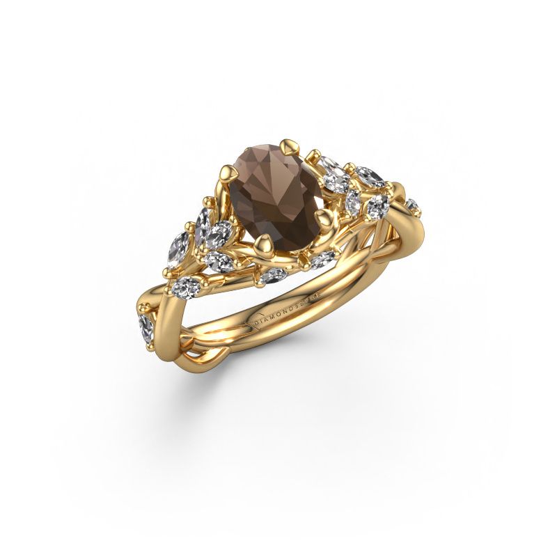 Engagement ring Samantha OVL 585 gold smokey quartz 7,5x5,5 mm
