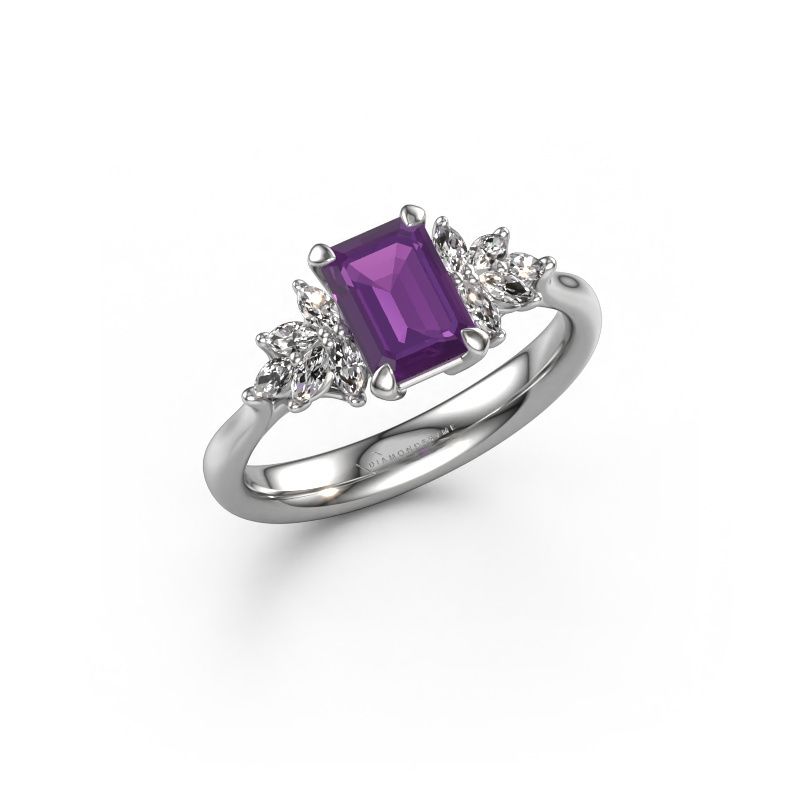 Verlobungsring Fiona EME 585 Weißgold Amethyst 7x5 mm