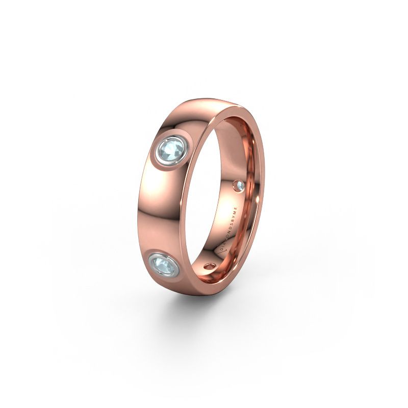 Trouwring WH0139L25BP 585 rosé goud aquamarijn ±5x2 mm