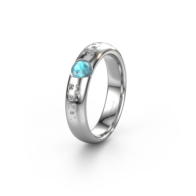 Wedding ring WH2104L34A 585 white gold blue topaz ±4,5x1.7 mm