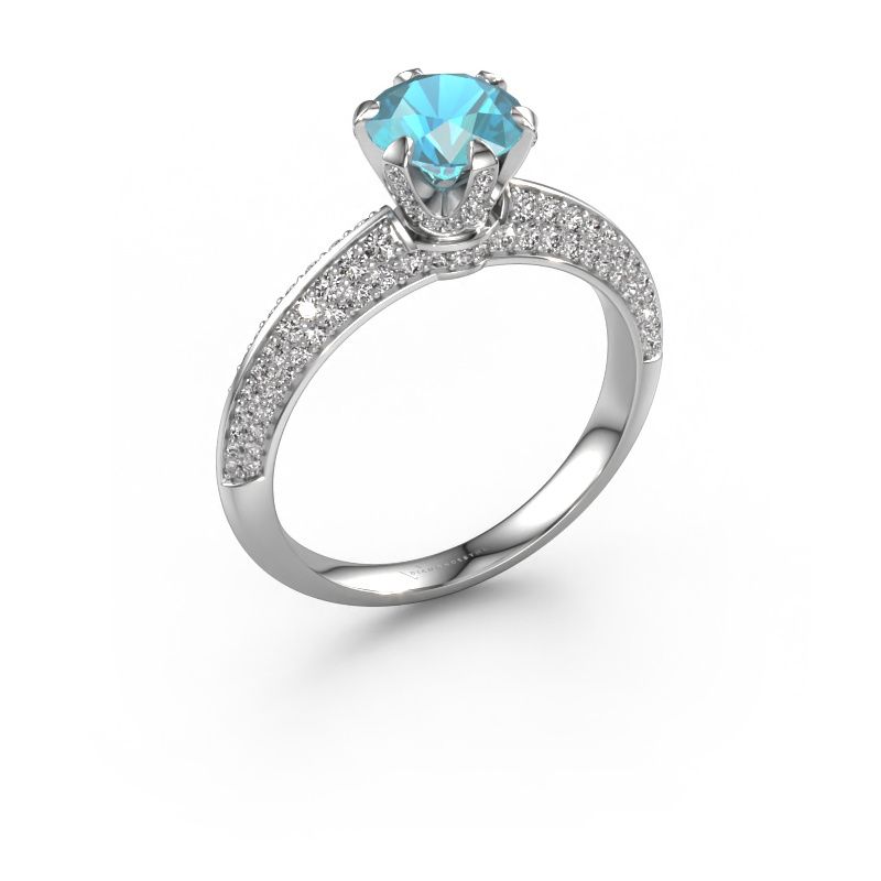 Verlobungsring Abby 585 Weißgold Blau Topas 6.5 mm