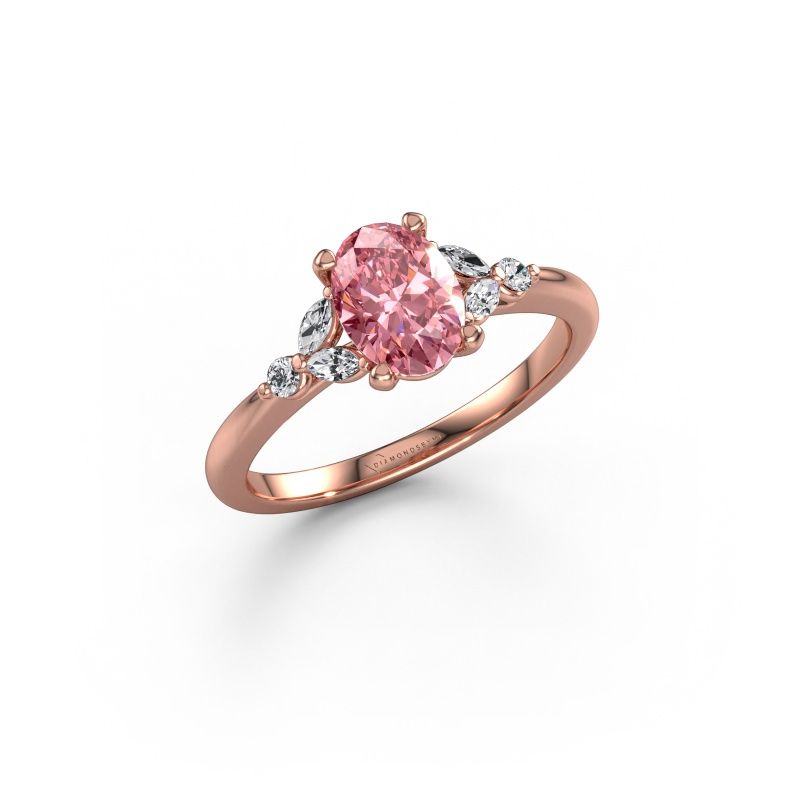 Engagement ring Megan OVL 585 rose gold pink lab grown diamond 7,5x5,5 mm