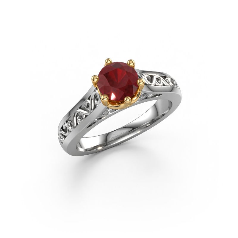 Image of Engagement ring Shan 585 white gold ruby 6 mm