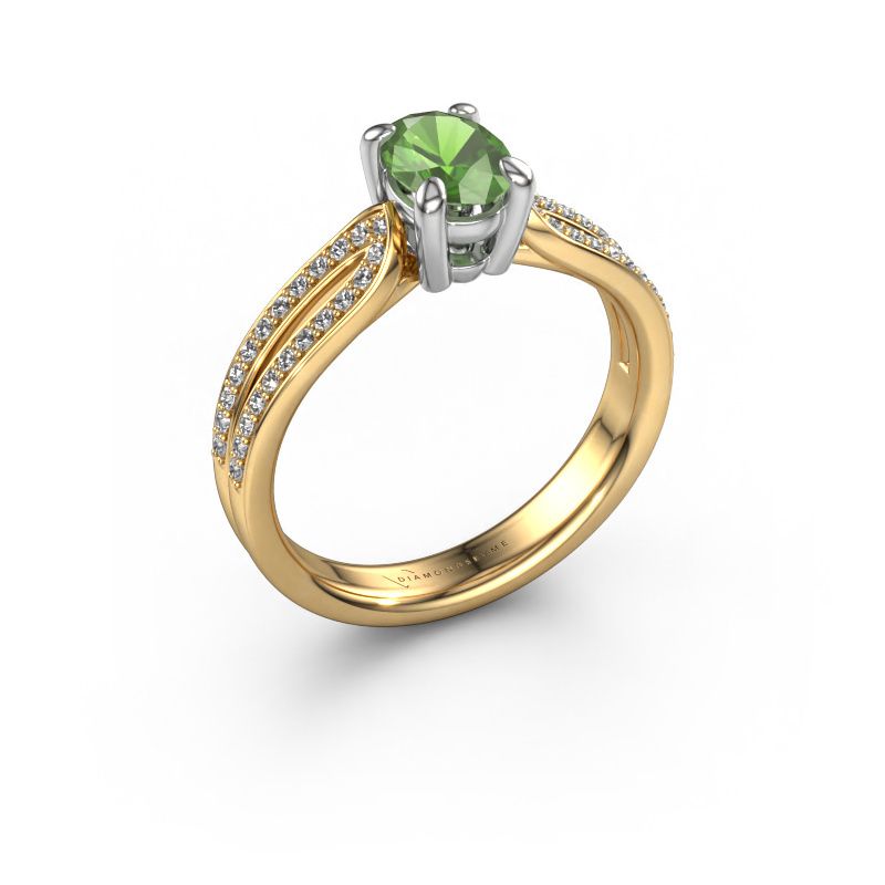 Bague de fiançailles Antonia ovl 2 585 or jaune vert tourmaline 7x5 mm