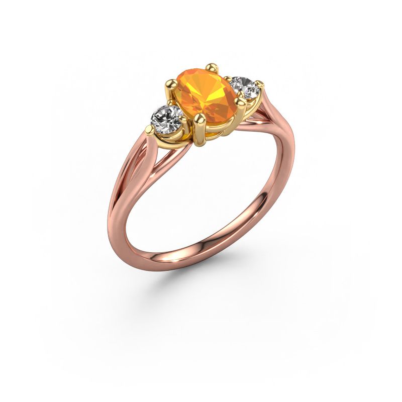 Engagement ring Amie OVL 585 rose gold citrin 7x5 mm