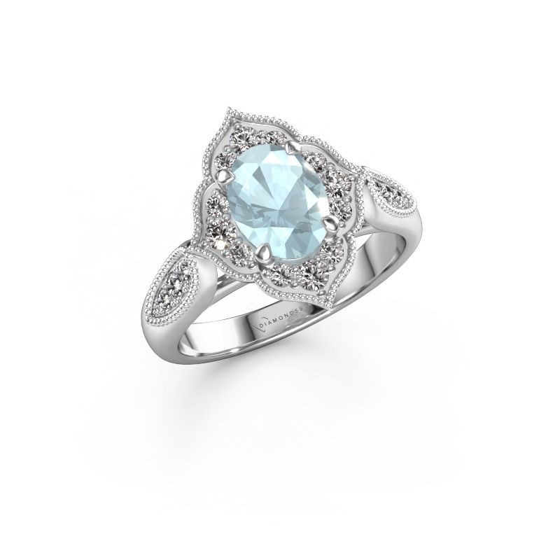 Verlobungsring Rosan 950 Platin Aquamarin 8x6 mm