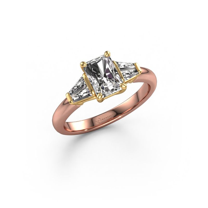Engagement ring Kina RAD 585 rose gold custom diamond 7x5 mm