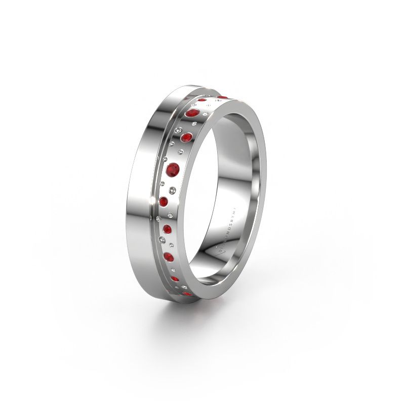 Trouwring WH6016L15E 950 platina robijn ±5x2.6 mm