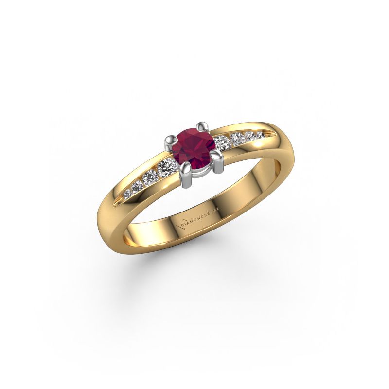Bague de fiançailles Zohra 585 or jaune rhodolite 4 mm