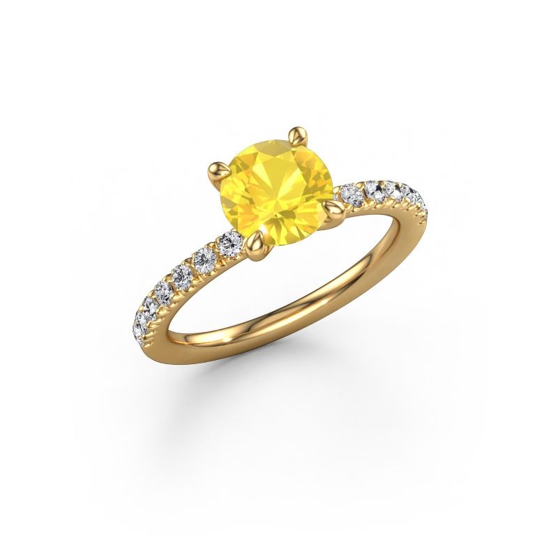 Verlovingsring Crystal RND 2 585 goud gele saffier 7 mm