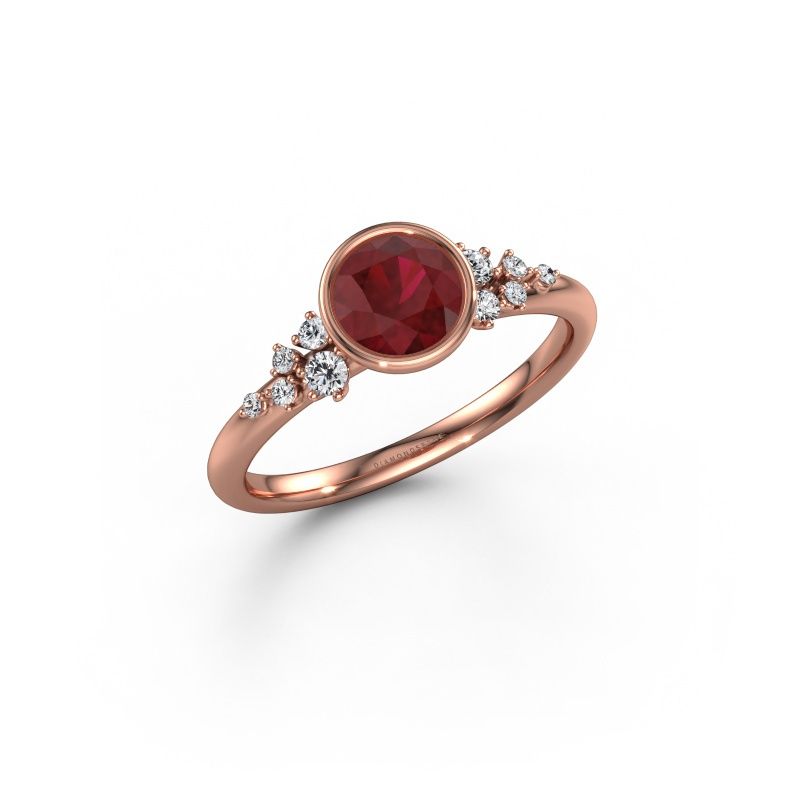 Verlovingsring Aliyah RND 585 rosé goud robijn 5.7 mm