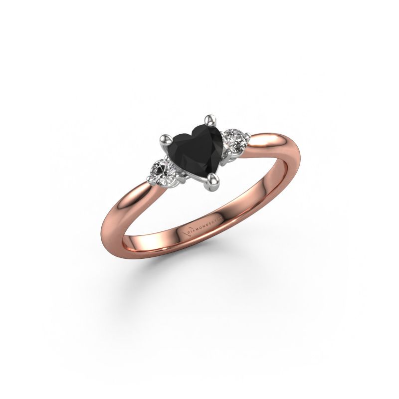 Bague de fiançailles Lieselot HRT 585 or rose diamant noir 0.76 crt
