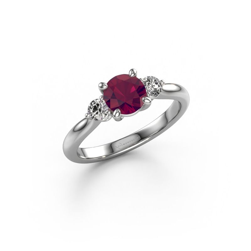 Bague de fiançailles Lieselot RND 950 platine rhodolite 6.5 mm