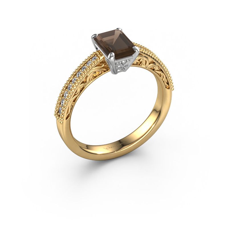 Verlovingsring Shonta EME 585 goud rookkwarts 7x5 mm