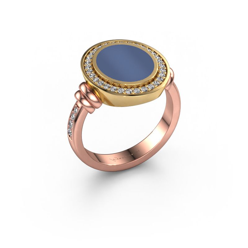 Signet ring Servie 2 585 rose gold blue sardonyx 12x10 mm