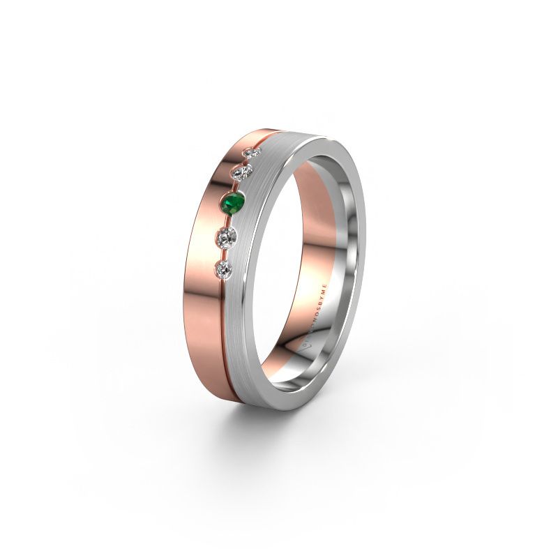Trouwring WH0924L15APM 585 rosé goud smaragd ±5x1.7 mm