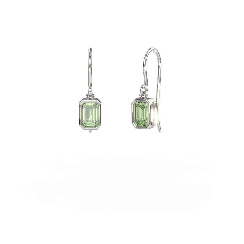 Earrings Lavon EME 585 white gold green lab grown diamond 6x4 mm