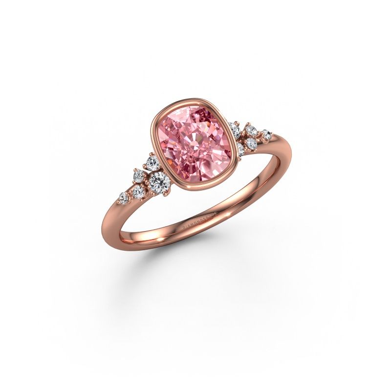 Engagement ring Aliyah CSH 585 rose gold pink lab grown diamond 7.4x5.8 mm